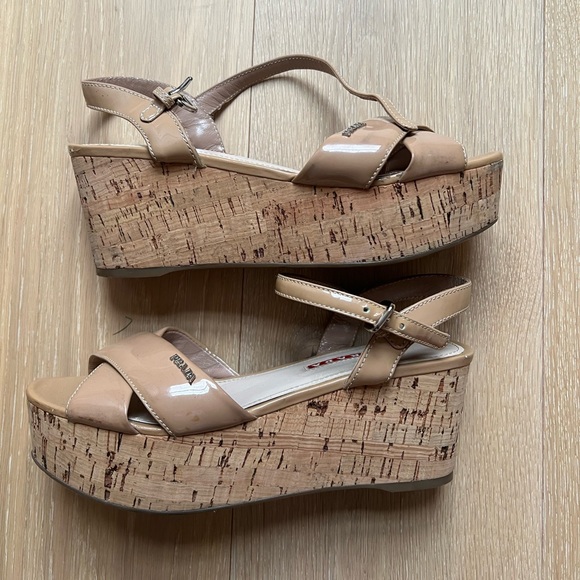 Prada Patent Leather Platform Wedges - size 7 - Picture 2 of 4
